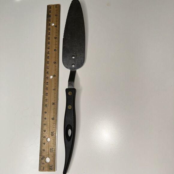 Vintage Stainless Steel Serving Pie Cake Server Black wooden handle - Picture 8 of 9